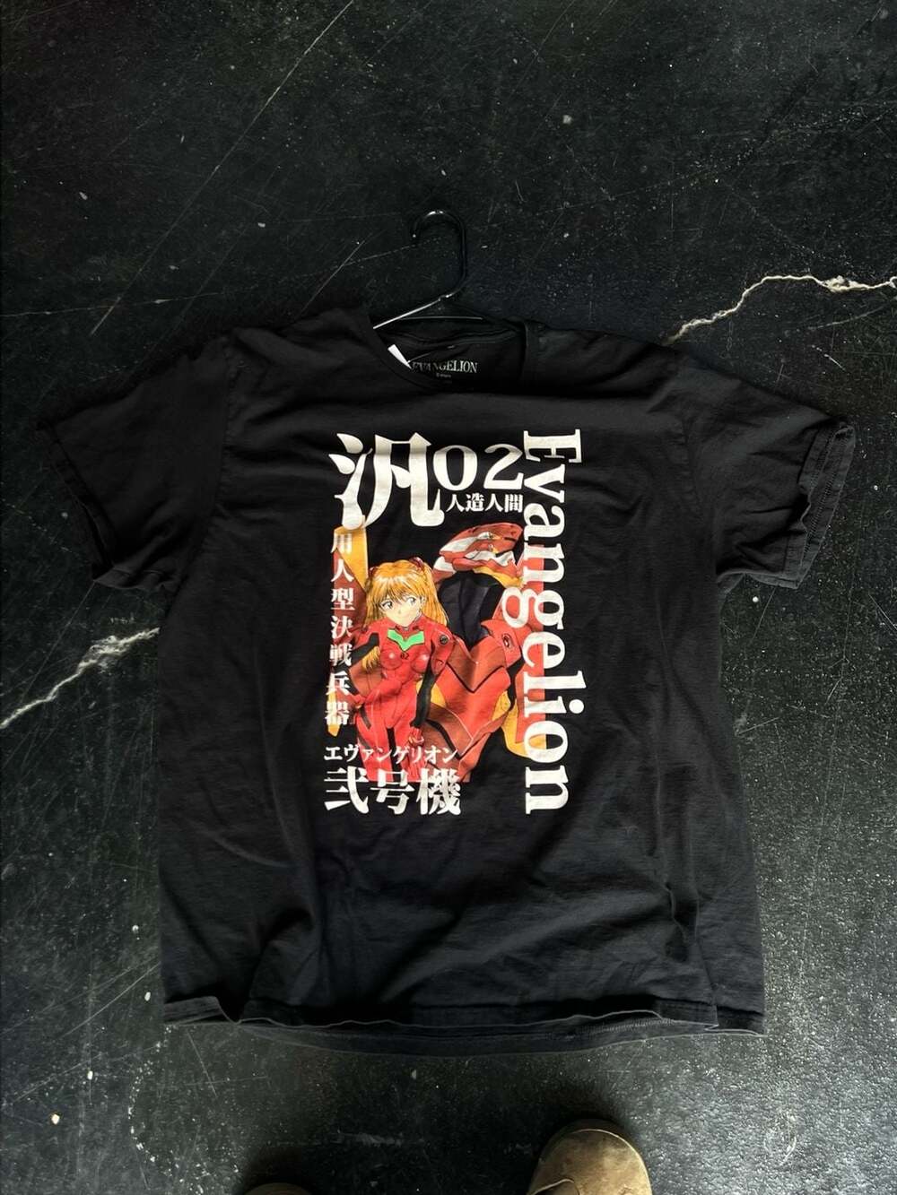 Neon Genesis Evangelion Asuka Langley Soryu & Unit-02 Black T-Shirt, Size XL
